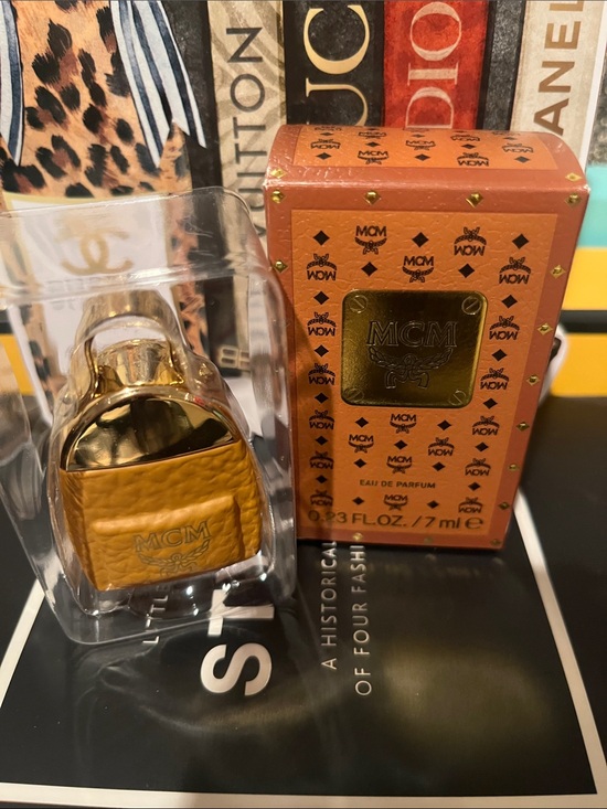 MCM Other - MCM Cognac Brown & Gold Leather Mini Perfume Bottle Bag Charm 2.3 oz. New